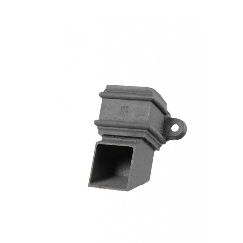 Cast Iron Square Downpipe Eared Shoe - 75mm Primed
