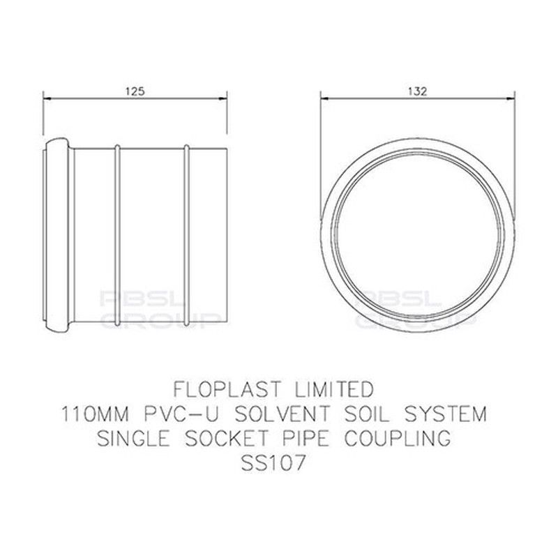FloPlast Solvent Weld Soil Coupling Single Socket - 110mm Black