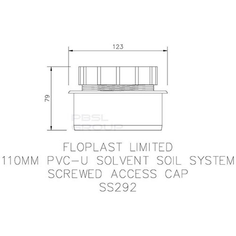 FloPlast Solvent Weld Soil Screwed Access Cap - 110mm Olive Grey