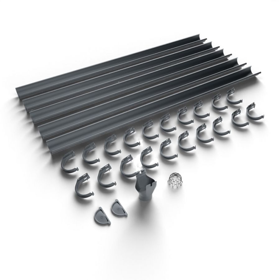 Galeco Steel Half Round Gutter Kit Graphite Grey - 135mm Diameter
