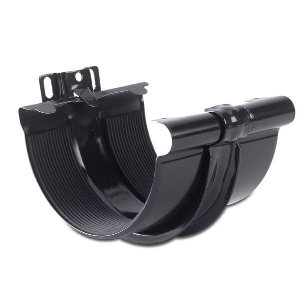 Galeco Steel Gutter Union with Bracket - 135mm Black