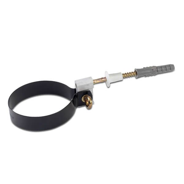 Galeco Steel Downpipe Clip with Fixing - 87mm Black