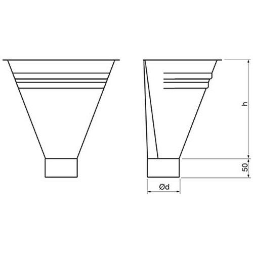 Lindab Steel Half Round Water Hopper - 87mm Matte Black