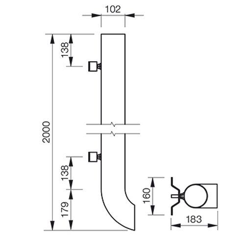 Lindab Steel Vandal Reinforced Pipe with Shoe - 102mm x 2mtr Anthracite Metallic