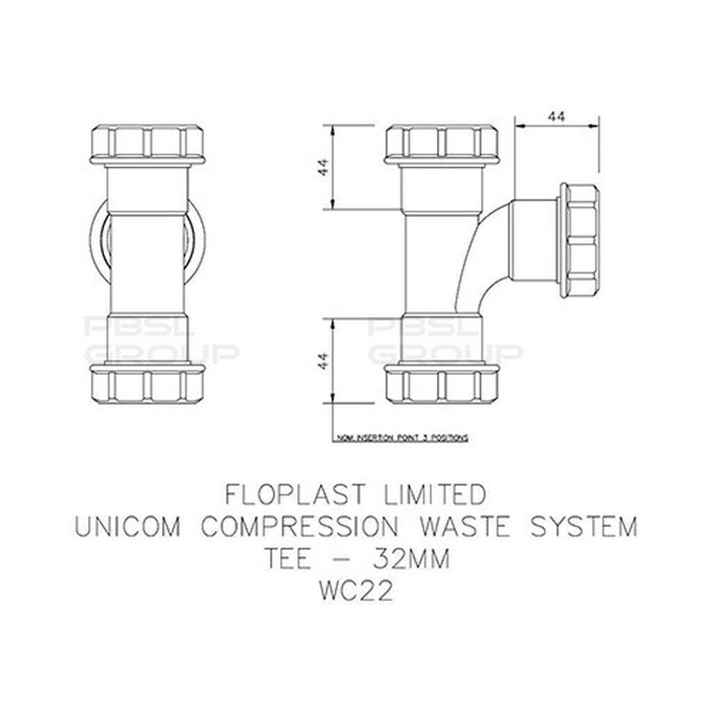 FloPlast Multi Fit Compression Waste Tee - 32mm