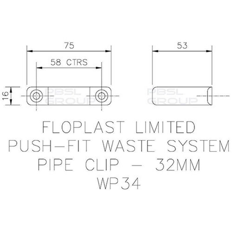 FloPlast Push Fit Waste Pipe Clip - 32mm Black