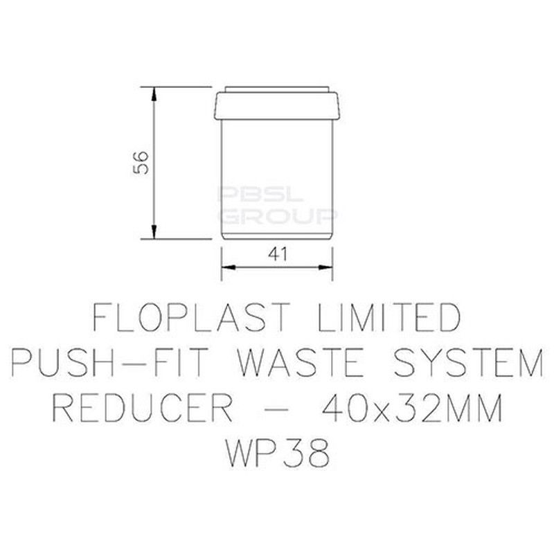 FloPlast Push Fit Waste Reducer - 40mm x 32mm White - Pack of 2