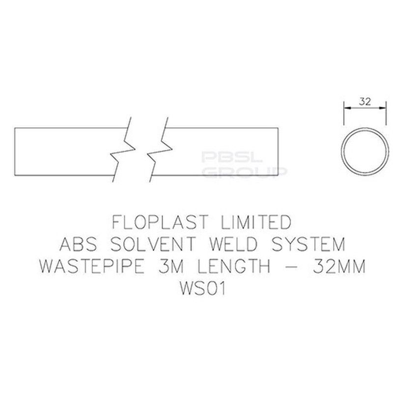 FloPlast Solvent Weld Waste Pipe - 32mm (I.D.) x 3mtr White