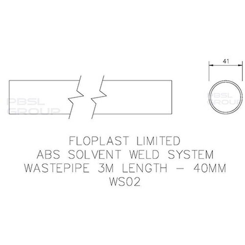 FloPlast Solvent Weld Waste Pipe - 40mm x 3mtr White - Pack of 2