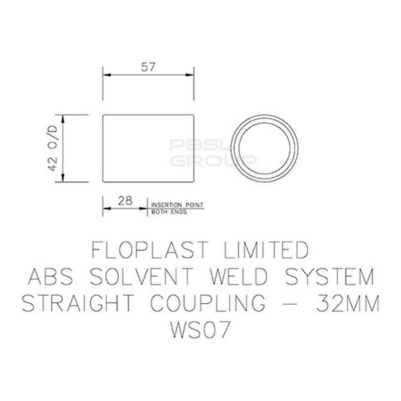 FloPlast Solvent Weld Waste Coupling - 32mm Grey