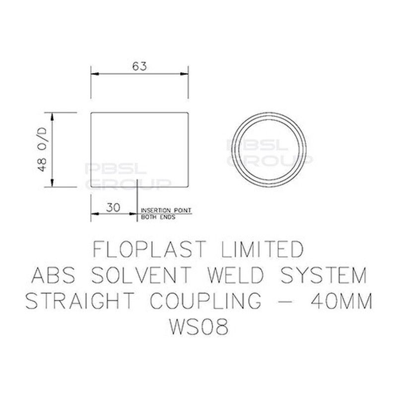 FloPlast Solvent Weld Waste Coupling - 40mm White - Pack of 2