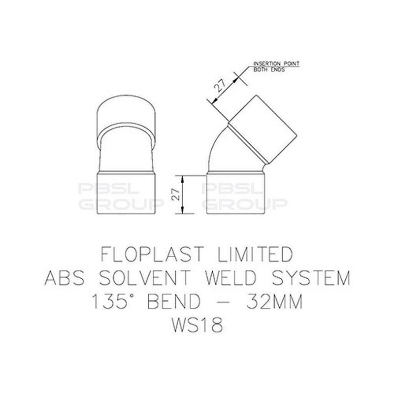 FloPlast Solvent Weld Waste Bend - 135 Degree x 32mm Grey