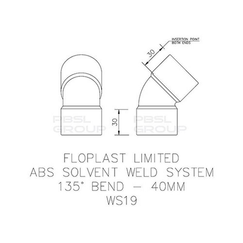 FloPlast Solvent Weld Waste Bend - 135 Degree x 40mm White