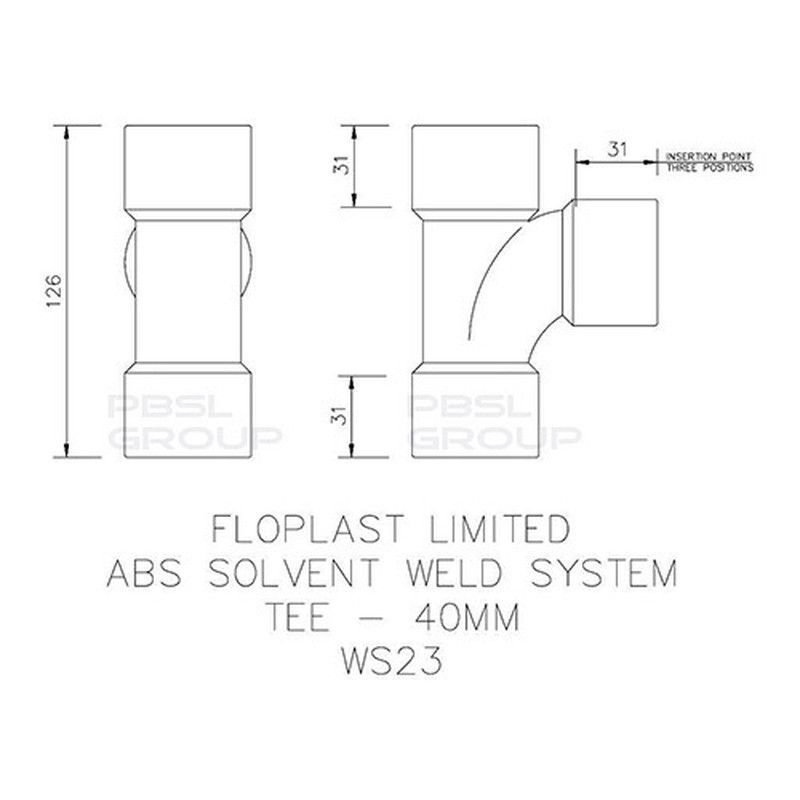 FloPlast Solvent Weld Waste Tee - 40mm Black