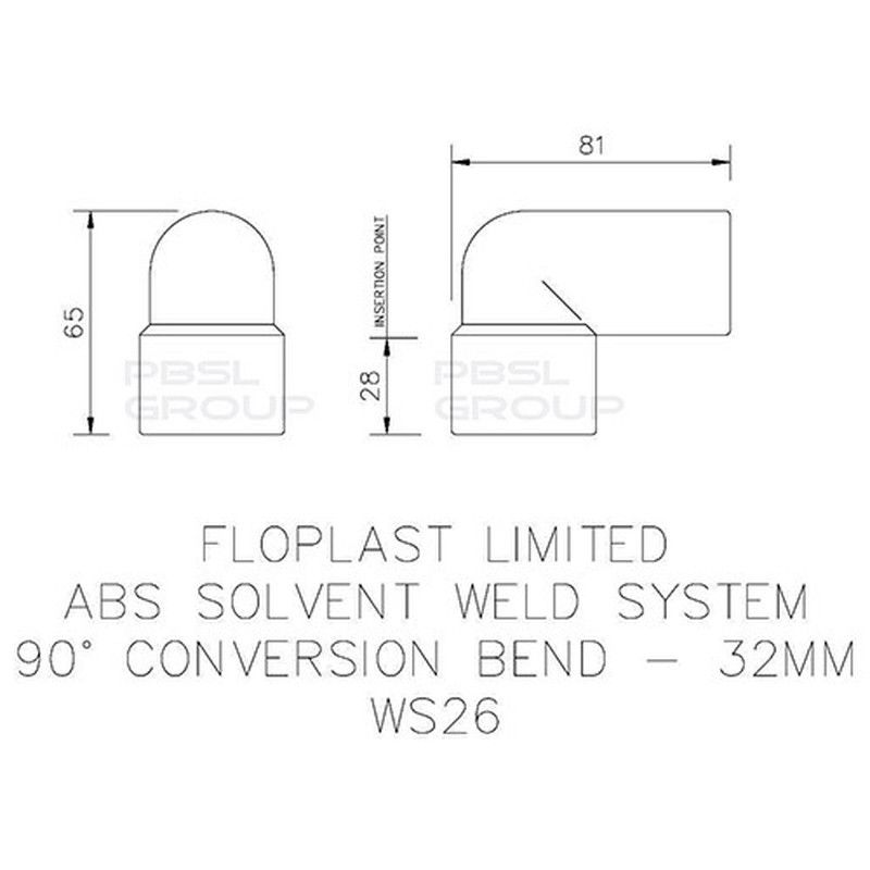 FloPlast Solvent Weld Waste Bend Swivel Male and Female - 90 Degree x 32mm Grey