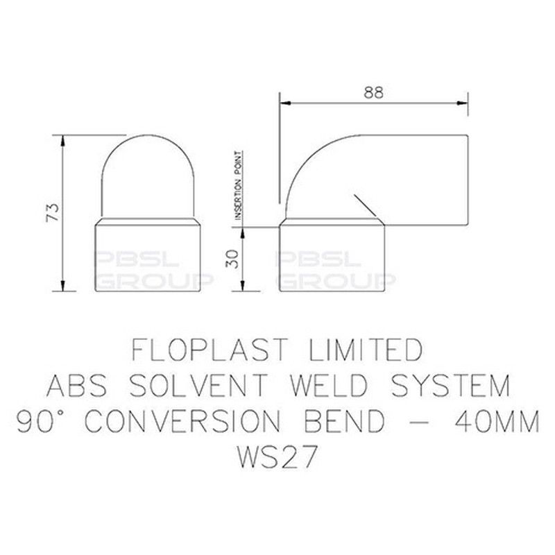 FloPlast Solvent Weld Waste Bend Swivel Male and Female - 90 Degree x 40mm White
