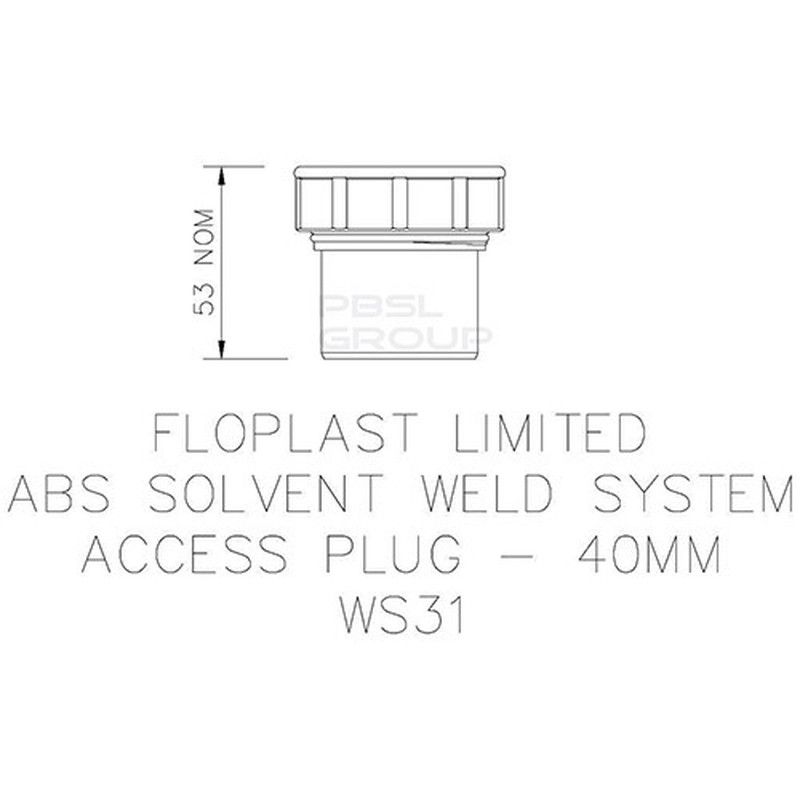 FloPlast Solvent Weld Waste Access Plug - 40mm Grey