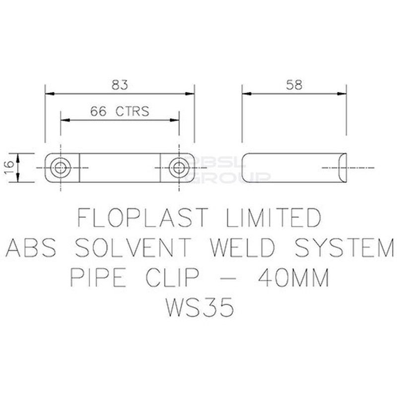 FloPlast Solvent Weld Waste Pipe Clip - 40mm Black