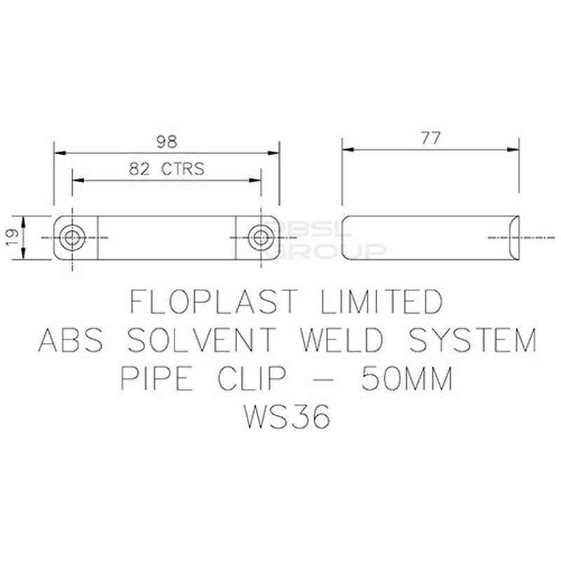 FloPlast Solvent Weld Waste Pipe Clip - 50mm Grey