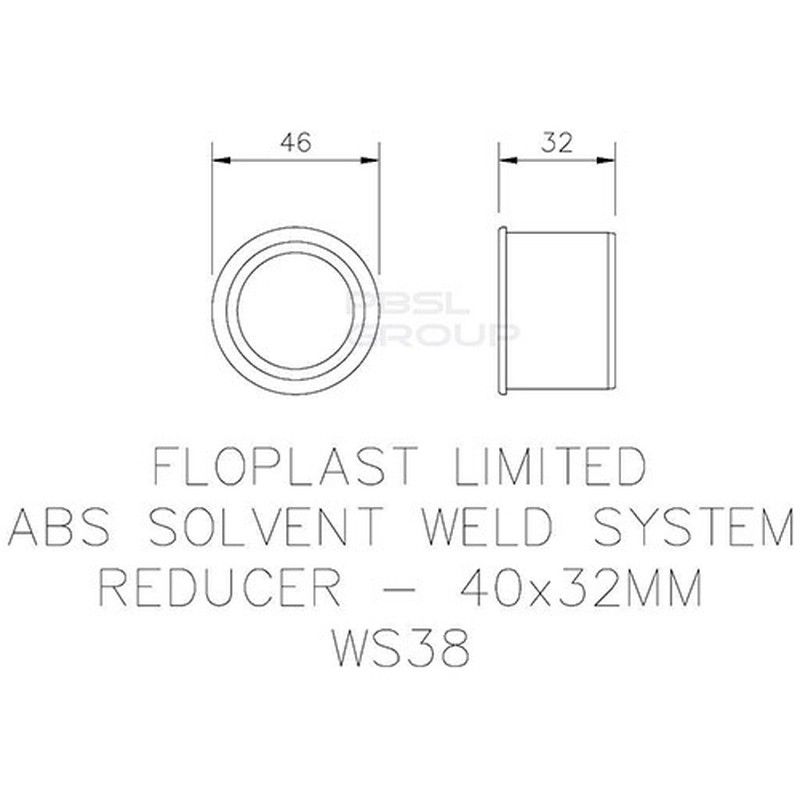 FloPlast Solvent Weld Waste Reducer - 40mm x 32mm Black