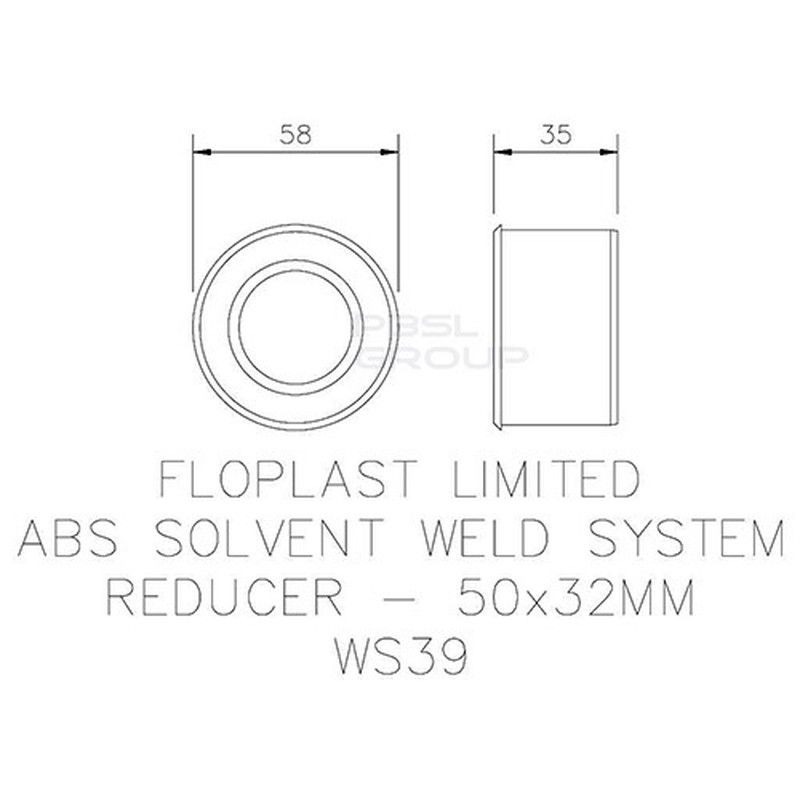 FloPlast Solvent Weld Waste Reducer - 50mm x 32mm Grey