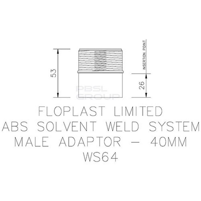 FloPlast Solvent Weld Waste Iron Coupling Male - 40mm White