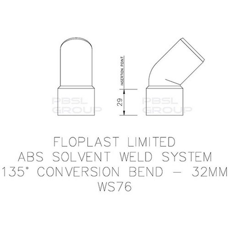 FloPlast Solvent Weld Waste Bend Swivel - 135 Degree x 32mm Grey