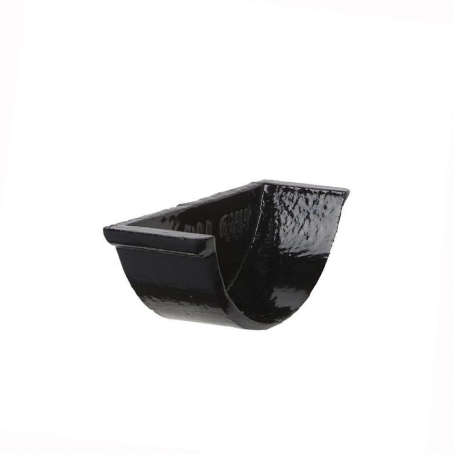 Cast Iron Beaded Half Round Gutter Internal Stopend - 125mm Black