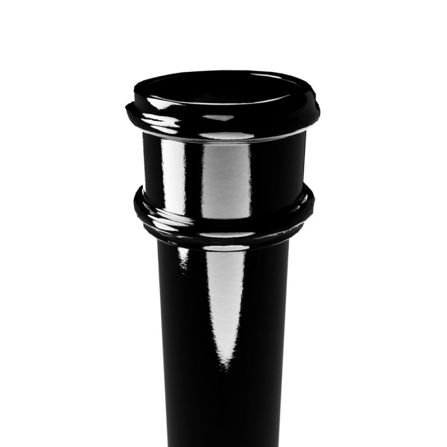 Cast Iron Round Non-Eared Downpipe - Socket On One End - 65mm x 1829mm Black