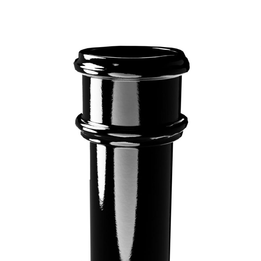 Cast Iron Round Non-Eared Downpipe - Socket On One End - 65mm x 1829mm Black