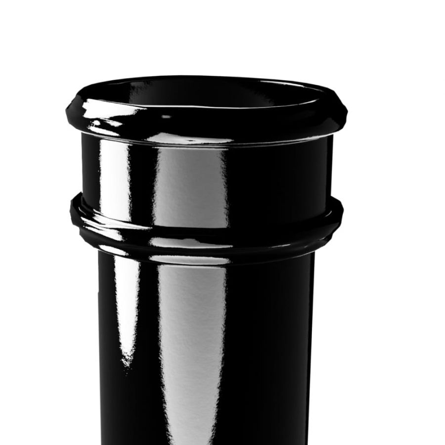 Cast Iron Round Non-Eared Downpipe - Socket On One End - 100mm x 1829mm Black