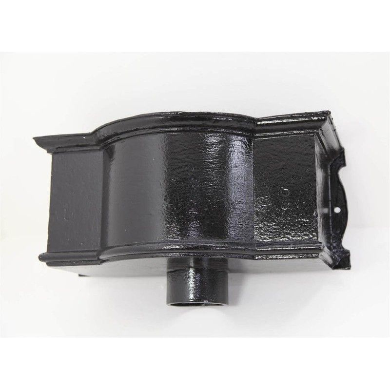 Cast Iron Round Downpipe Hopper Head Bow Fronted Outlet - 75mm Black