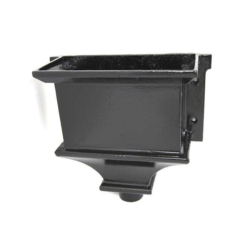 Cast Iron Round Downpipe Hopper Head Traditional Flanged Outlet - 75mm Black