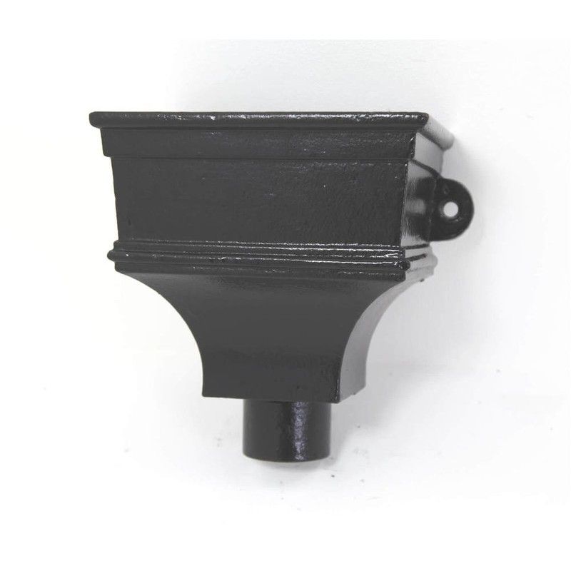 Cast Iron Round Downpipe Hopper Head Traditional Shallow Eared Outlet - 65mm Black