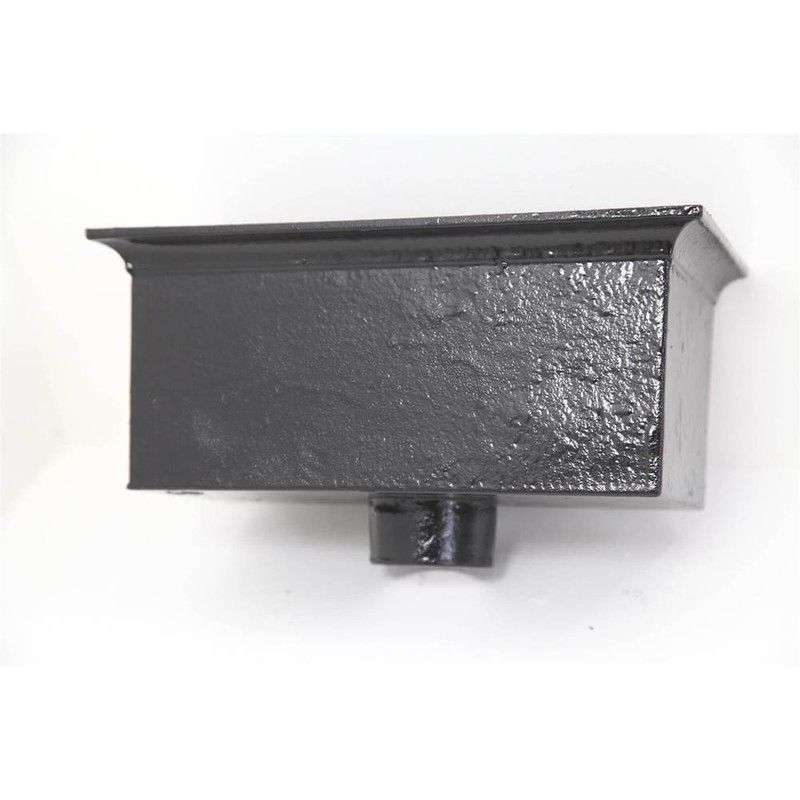 Cast Iron Rectangular Hopper Head Outlet - 457mm for 75mm Downpipe Black