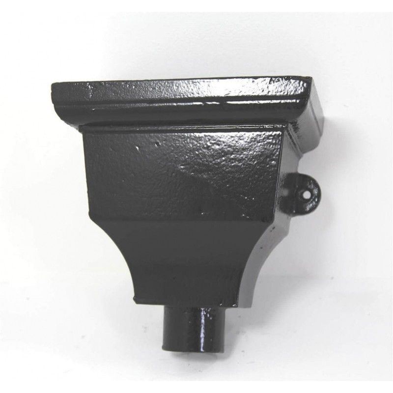 Cast Iron Round Downpipe Hopper Head Traditional Eared Outlet - 65mm Black