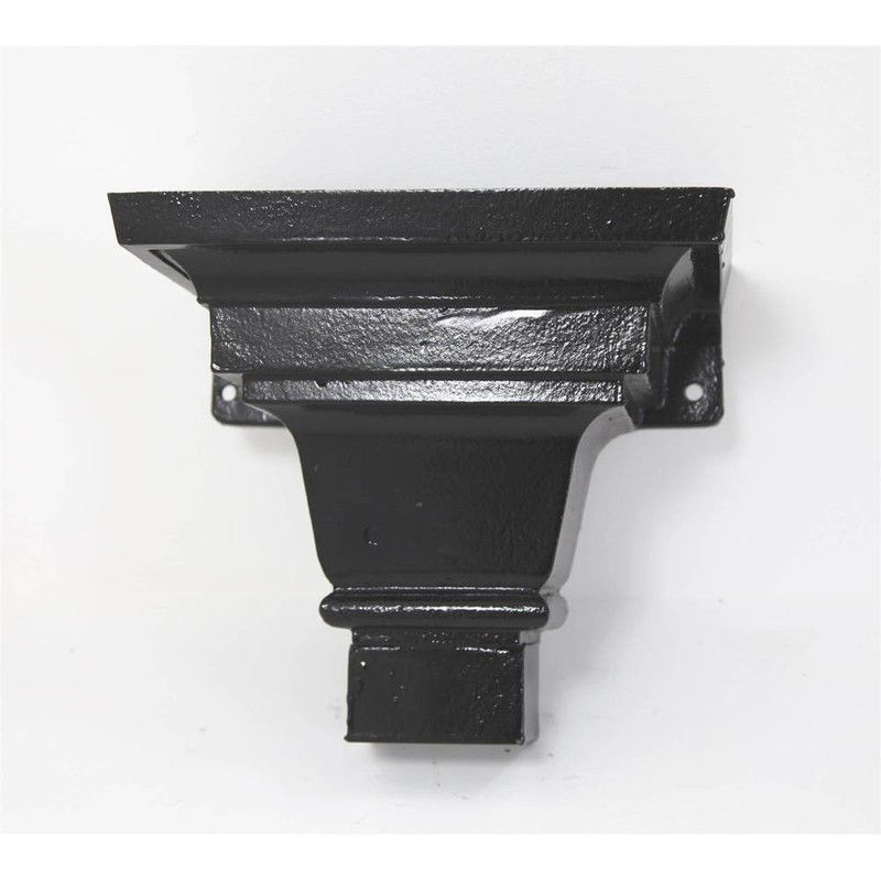 Cast Iron Round Downpipe Hopper Head Traditional Shallow Flanged Outlet - 75mm Black