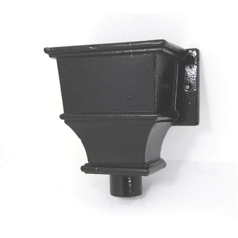Cast Iron Round Downpipe Hopper Head Traditional Deep Flanged Outlet - 75mm Black