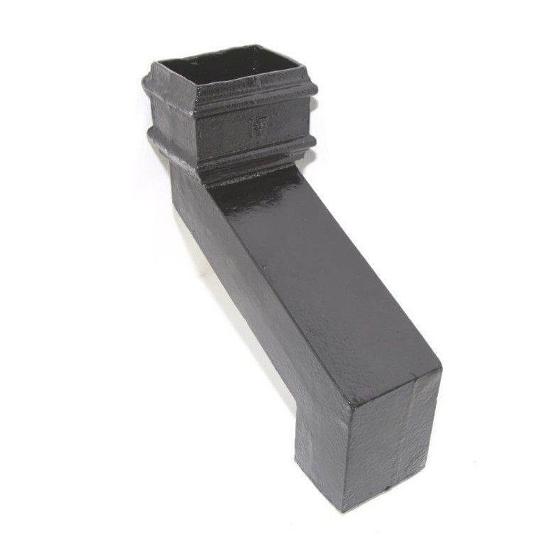 Cast Iron Rectangular Downpipe - 230mm Front Projection 100mm x 75mm Black