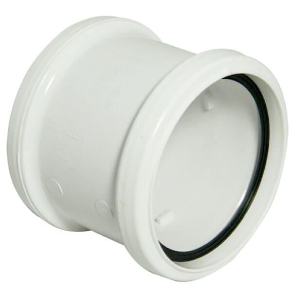 FloPlast Industrial/ Xtraflo Downpipe Double Socket Coupling - 110mm White