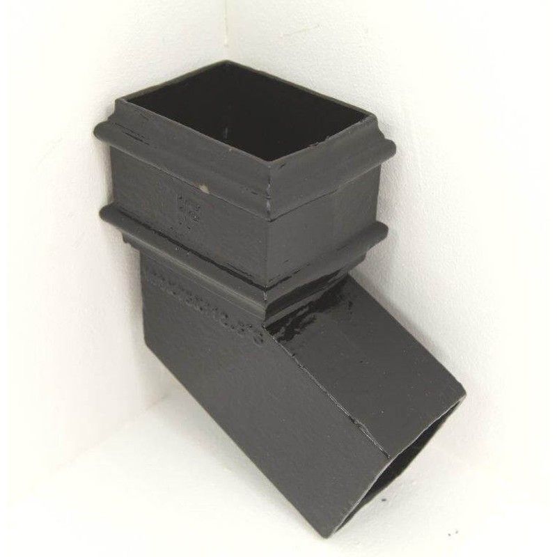 Cast Iron Square Downpipe Bend - 112.5 Degree x 75mm Black