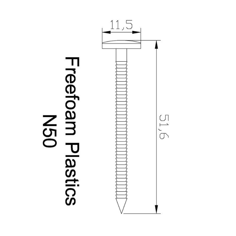 Plastic Headed Nails - 50mm White - Box of 100