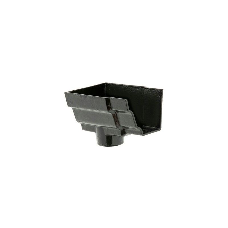 Cast Iron H16 Ogee Gutter Stopend Outlet Spigoted - 150mm for 65mm Downpipe Black