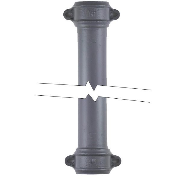 Cast Iron Round Eared Downpipe - Socket Both Ends - 75mm x 1829mm Primed