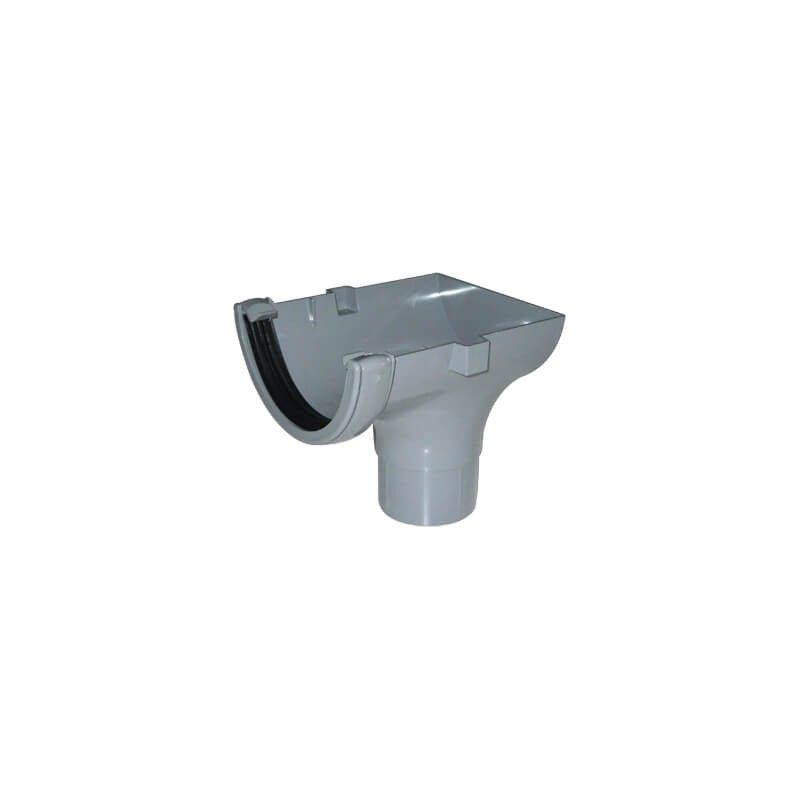 FloPlast Half Round Gutter Stopend Outlet - 112mm Grey