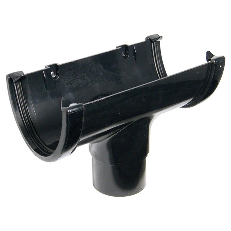 FloPlast Deepflow/ Hi-Cap Gutter Running Outlet for 80mm Downpipe - 115mm x 75mm Black