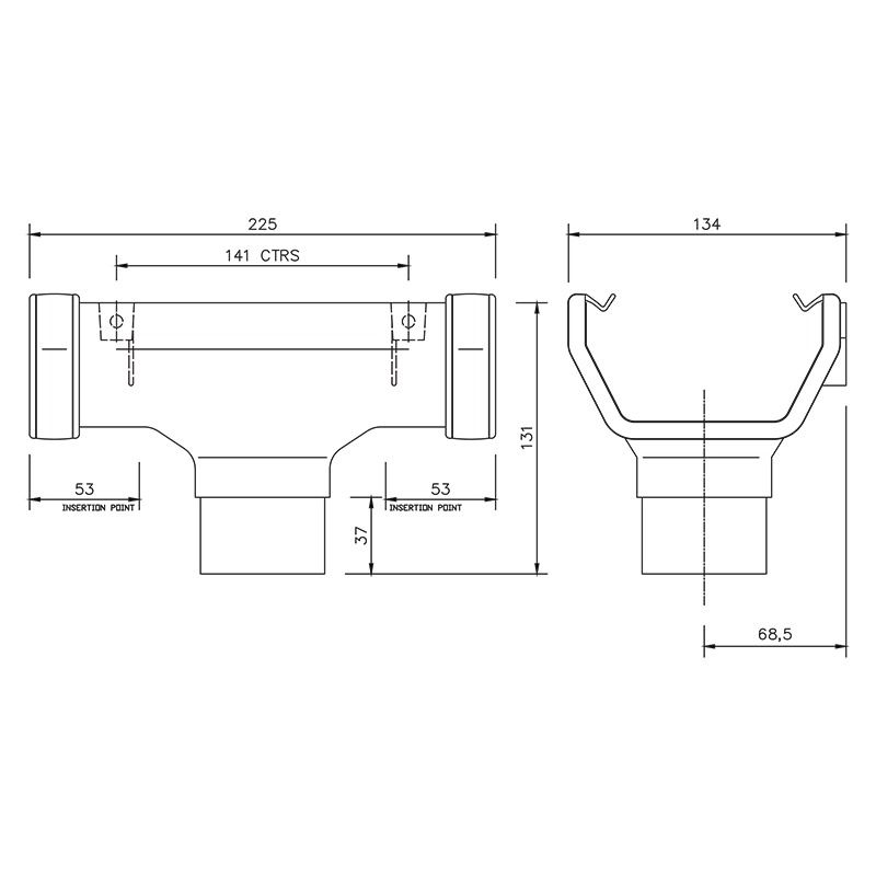 FloPlast Square Gutter Running Outlet - 114mm Anthracite Grey