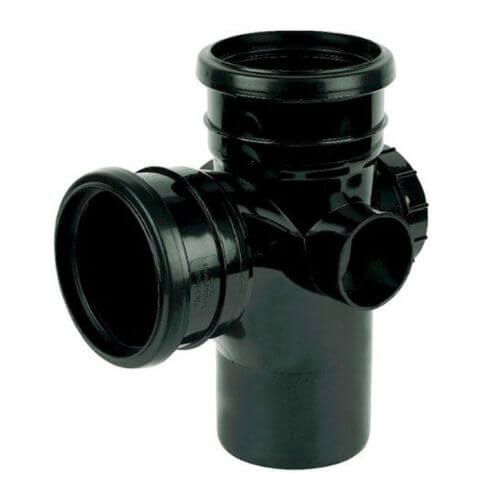 FloPlast Ring Seal Soil Access Branch - 92.5 Degree x 110mm Black - Pack of 2
