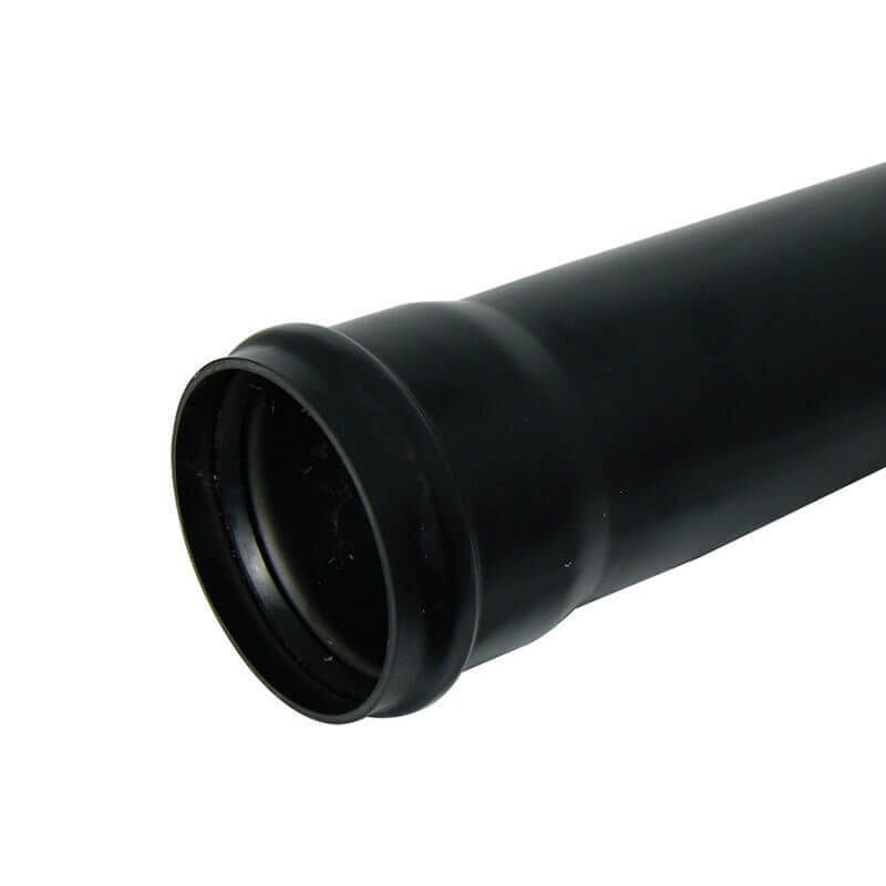 FloPlast Ring Seal Soil Pipe Single Socket - 110mm x 1mtr Black - Pack of 2
