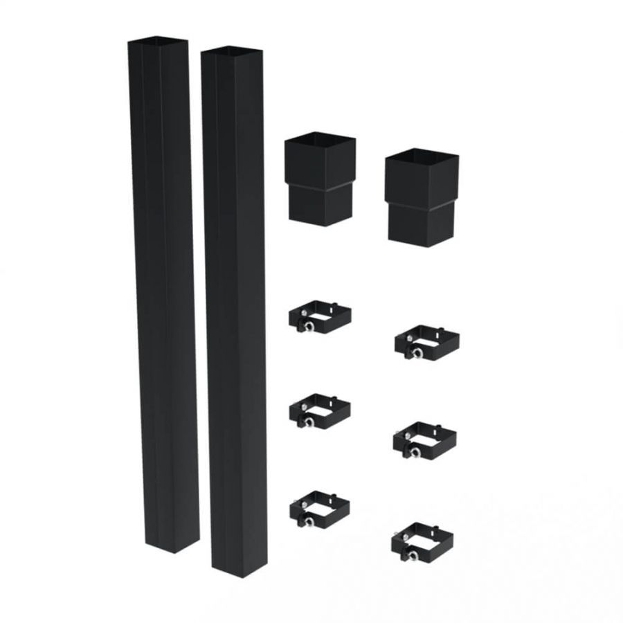 Galeco Square Steel Socket Downpipe Kit Black - 80mm Diameter